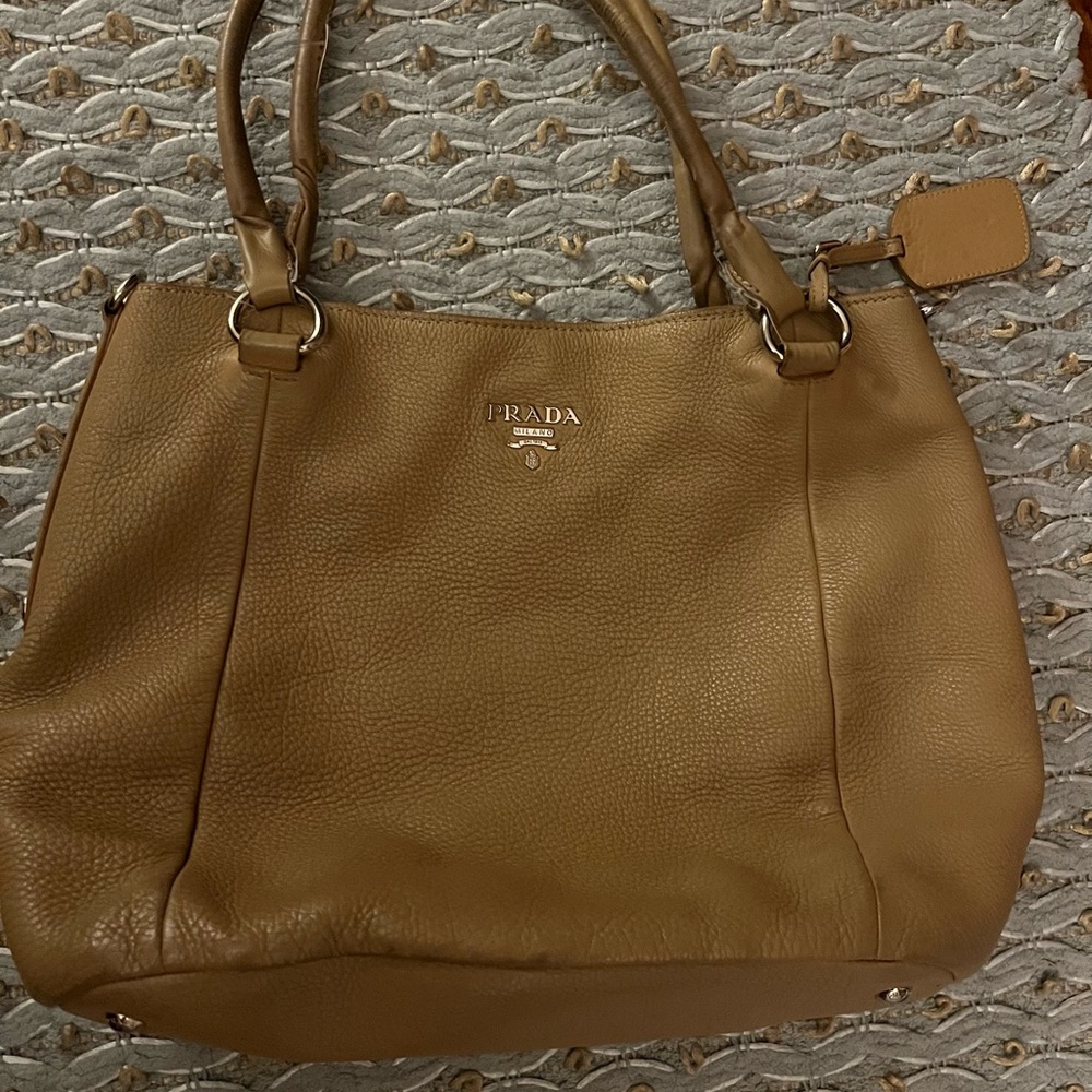 Prada pebble leather tote bag